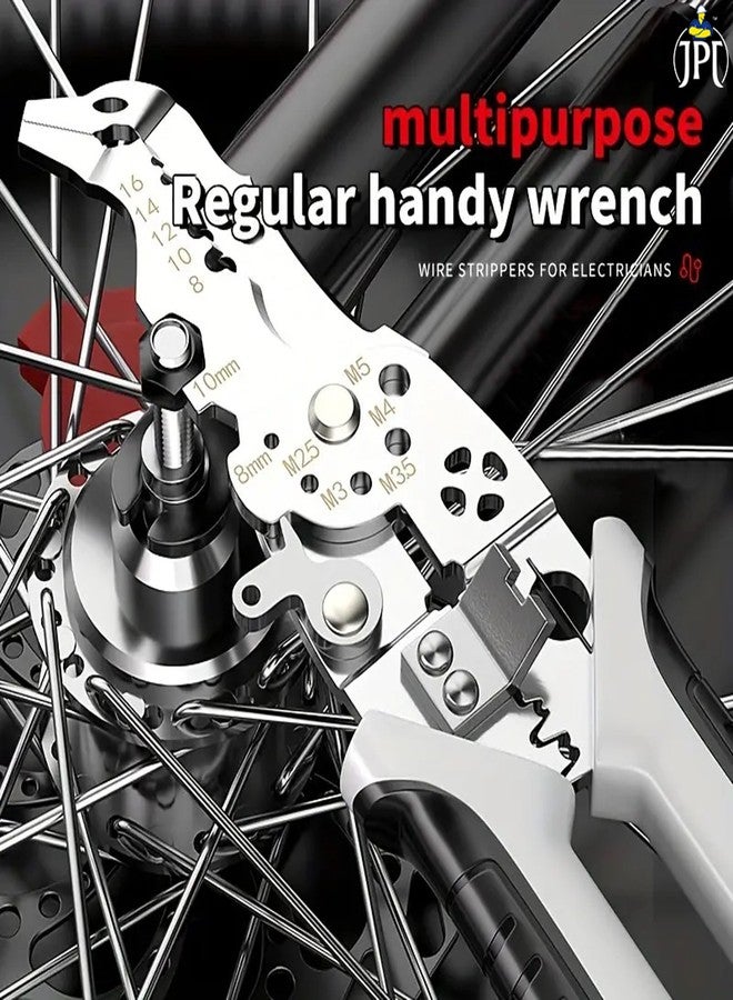 JPT أداة JPT متعددة الوظائف شديدة التحمل لتقشير وتجعيد الأسلاك - مصنوعة من فولاذ الكروم والفاناديوم، بمقبض مريح من مادة TPR، وقاطعة أسلاك كهربائية دقيقة، وأداة تجعيد أطراف الأسلاك للكهربائيين المحترفين - Image 4